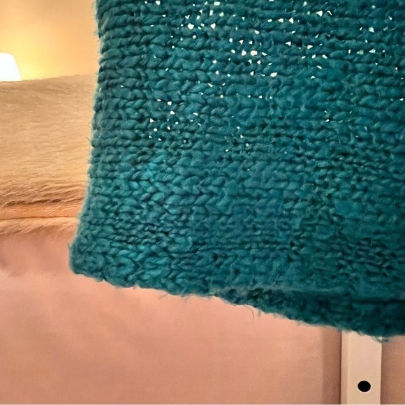 CALVIN KLEIN JEANS Small Teal Green Cowl Turtleneck Loose Knobby Knit Sweater - Picture 7 of 15